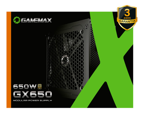 Gamemax GX Series GX650MBKV1S7710BR fonte Gx650 650w cor preto 80 plus gold full modular pfc ativo 110V/220V