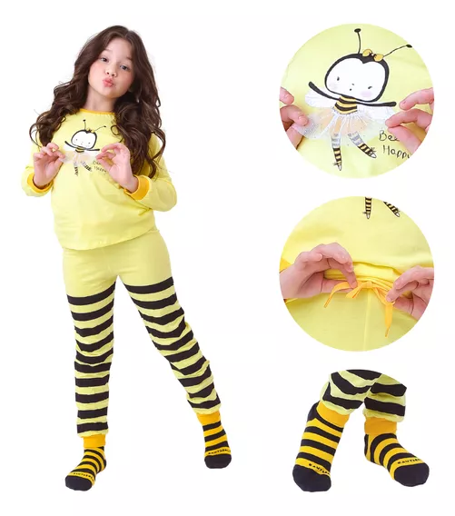 Conjunto Abelhinha Roupa De Dormir Infantil Menina + Pijamas