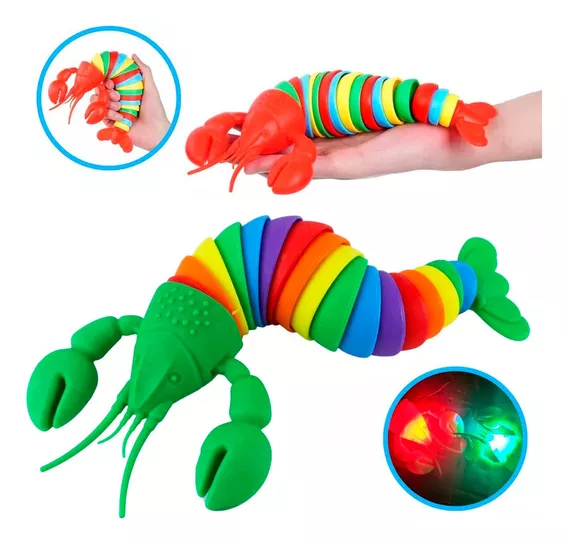 Fidget Toy Slug Lagosta Lagarta Lesma Articulada Brinquedo Cor Colorido