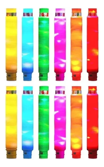 12 Poptube Com Led Tubo Fidget Tube Toys Folding Pop It Cor Colorido