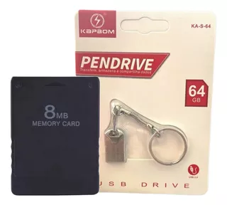 Kit Memory Card 8 MB PlayStation 2 OPL Seisa + Pen Drive 64GB