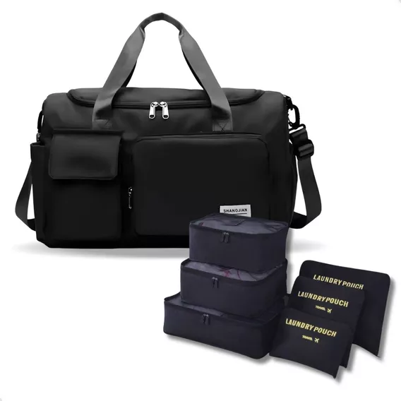 Bolsa Mala Viagem Academia + Kit Organizador Necessaire 