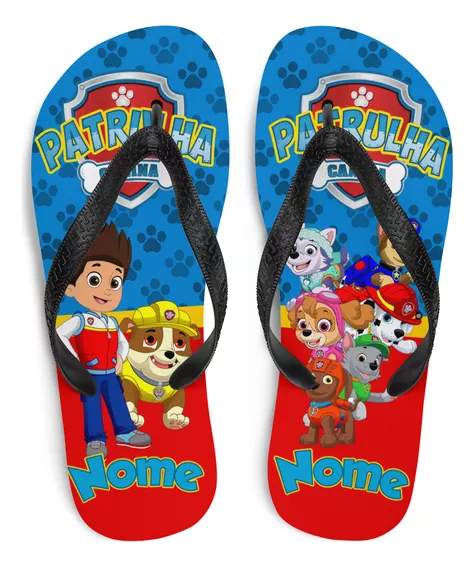 Chinelo Patrulha Canina Com Nome Personalizado Infantil