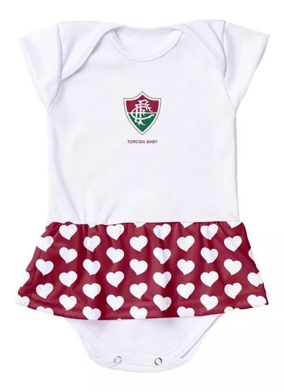 Body Vestido Fluminense Corações Torcida Baby