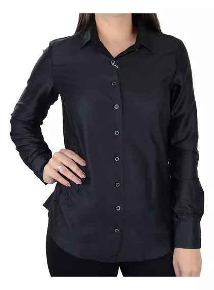 Camisa Feminina Dudalina Ml Slim Regular Preta - 53010383