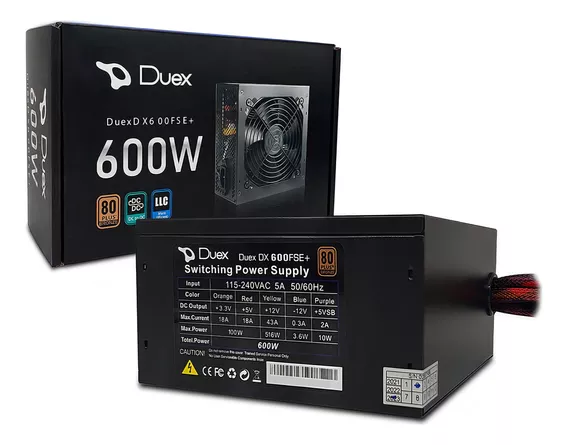 Fonte de alimentação Duex Dx-600fse+ 600w 80 Plus bronze cor preto