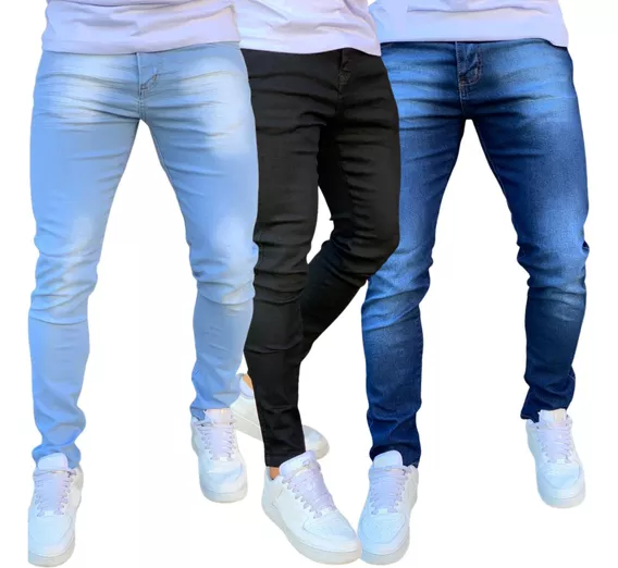 Kit 3 Calça Jeans Masculina Skinny Com Elastano Premium