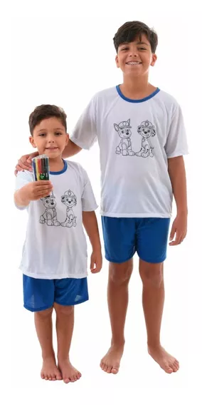 Pijama Infantil Colorir E Pintar Canetinhas Lavavel Meninos