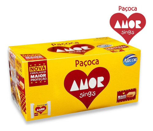 Paçoca Amor Sings Arcor 18g Caixa C/30 Unidades Doce Atacado