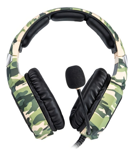 Fone de ouvido over-ear gamer Onikuma K8 camuflagem verde com luz LED