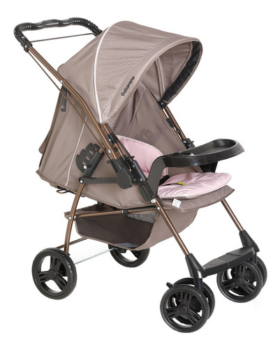 Carrinho de bebê de paseio Galzerano Milano reversível II capuccino rosa com chassi de cor cobre