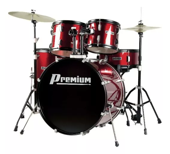 Bateria Premium Dx722 Wr Vinho Com Banco E Pratos Cor Bumbo 22 - Vinho