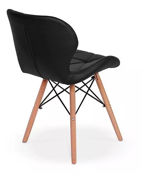 Cadeira Charles Eames Eiffel Slim Wood Estofada Preta Cor da estrutura da cadeira Creme Cor do assento Preto Quantidade de cadeiras por conjunto 1 Magazine Decor