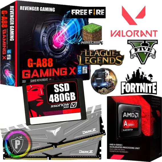 Kit Pc Gamer Placa Video 2g / Cpu 4.2ghz / 16g Ram / Ssd 480