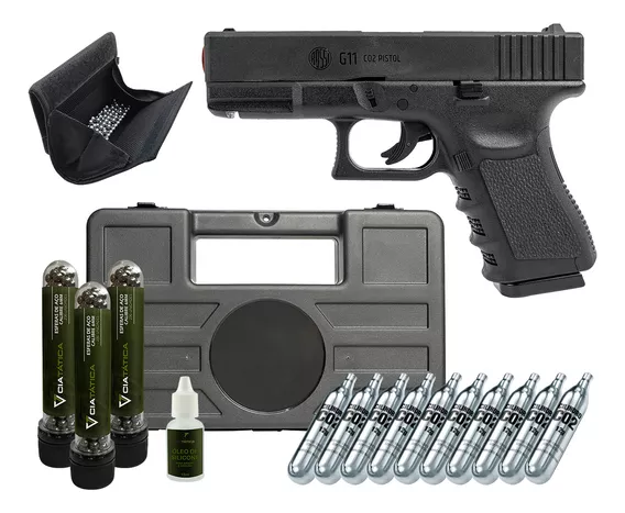 Arma Para Defesa Rossi Glock Co2 6mm + Kit Munição + Maleta