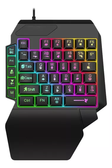 Teclado Semi Mecanico Single Hand Rgb Apoio Pulso One Handed Cor De Teclado Preto Idioma Português Brasil