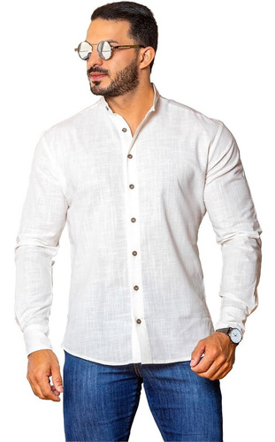 Camisa Social Masculina Gola Padre 100%  Algodão Premium 