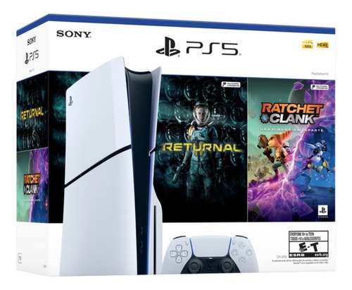 Playstation Ps5 Slim Standard + jogos Ratchet Clank and Returnal Branco 1 TB