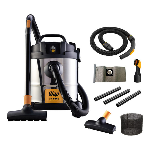 Wap gtw aspirador de pó e água 12 litros 1400w cor inox com preto e amarelo 220v