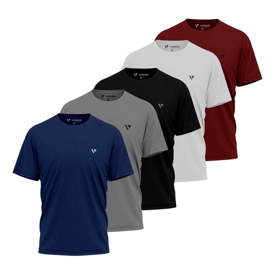 5 Camiseta Masculina Camisas Slim Voker 100% Algodão Atacado