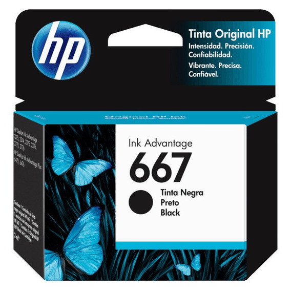 Cartucho HP 667 Preto 3YM79AB Para DeskJet Ink Advantage 2376 2776 6476