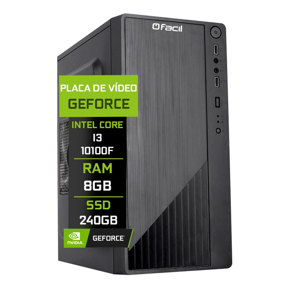 Computador Fácil Intel Core I3 10100f 8gb Ddr4 Ssd 240gb