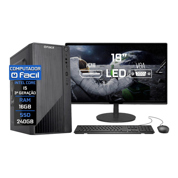 Computador Completo I5 3º G 16gb Hd Ssd 240gb Monitor Hdmi