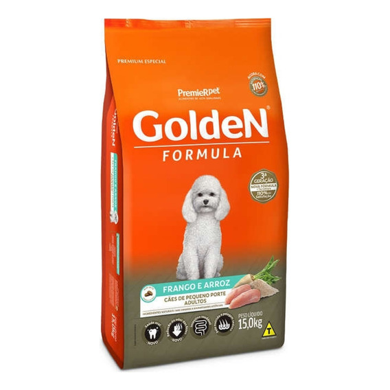 Golden Formula cães adultos de pequeno porte frango e arroz 15kg