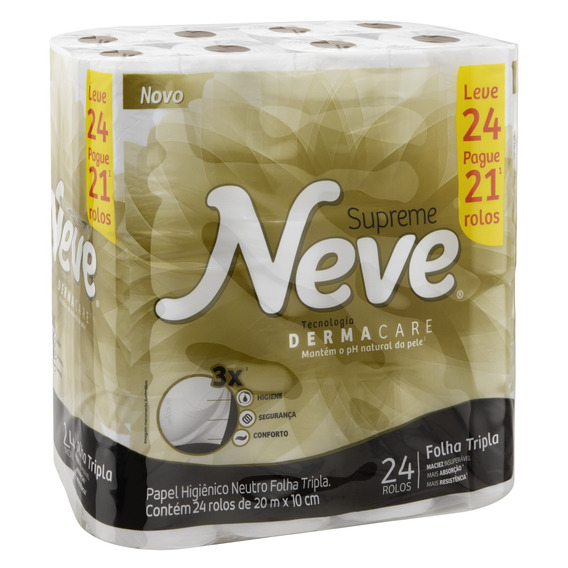 Papel Higiênico Supreme Folha Tripla 24 Rolos Neve