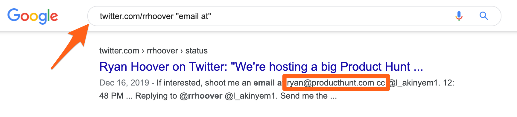 Find someone's email on Twitter using Google