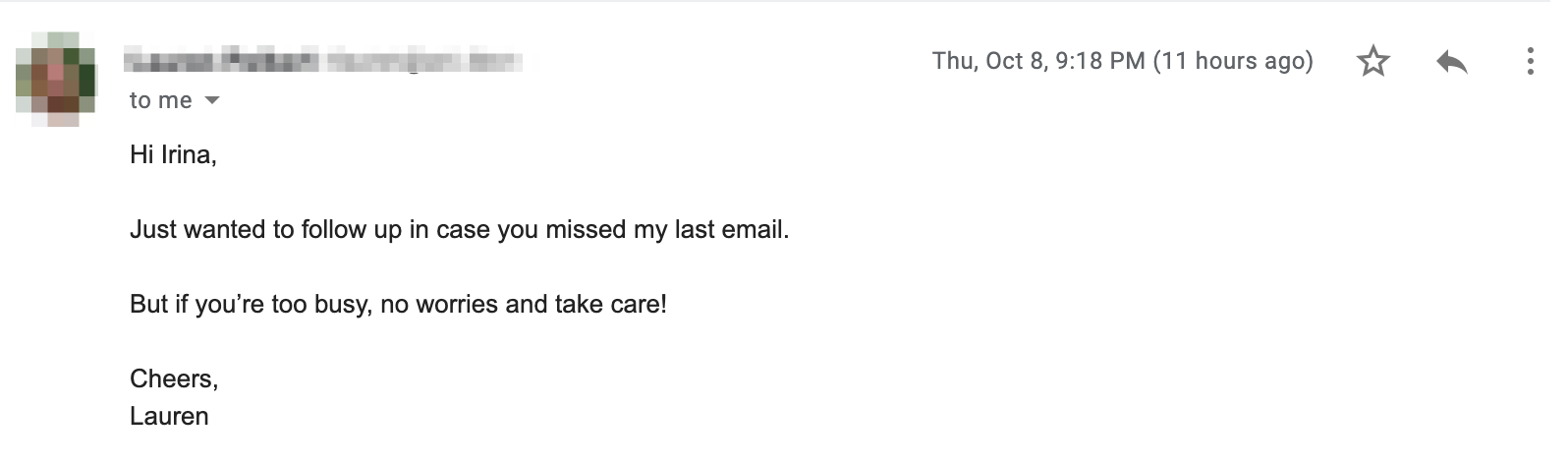 Follow-up email with no value