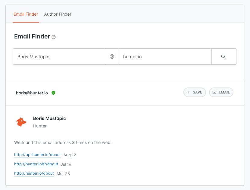 Hunter's Email Finder