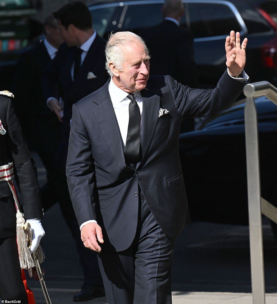 King Charles III thanks the emergency service workers for their work and support at Lambeth HQ in London