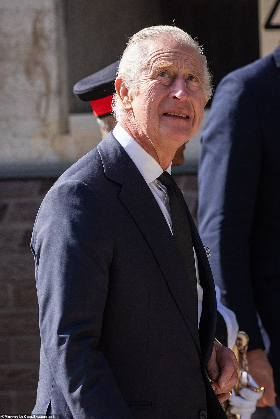 King Charles III and Prince William leave from a meeting with emergency service workers in Lambeth