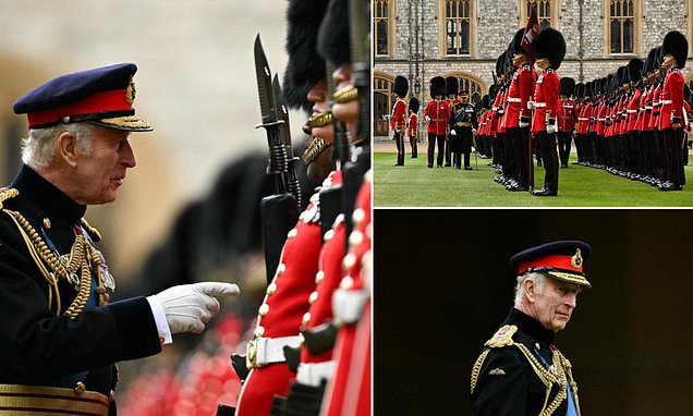 King Charles presents new colours to Kate's Irish Guards regiment as they prepare for the