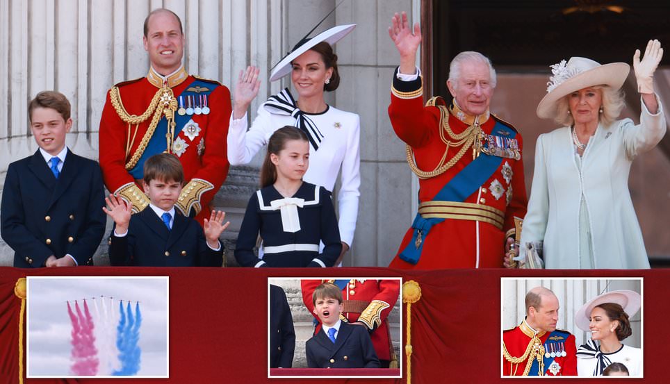 Britain's royal family are reunited on Buckingham Palace balcony for stunning RAF flypast