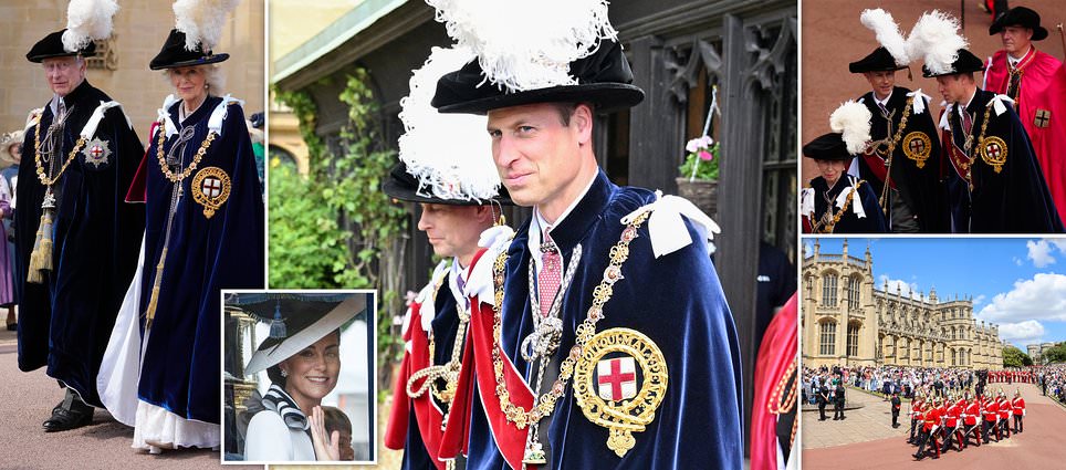 Smiling William shares a chat with uncle Edward during ancient Order of the Garter