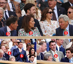 Who's who in the royal box at Wimbledon? Kate Middleton's parents, adventurer Bear Grylls