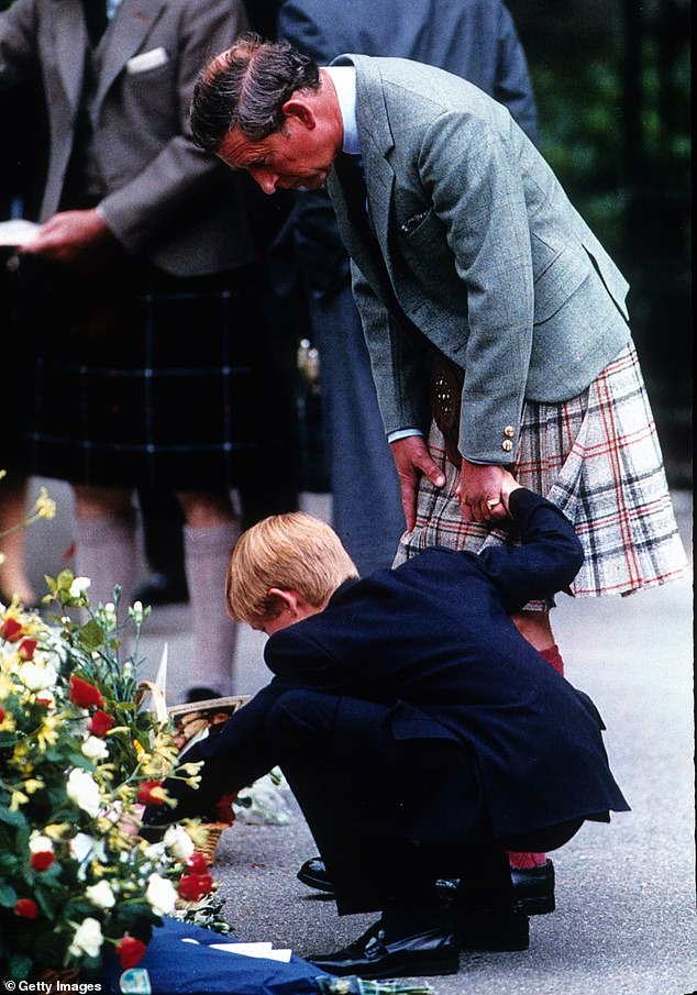 Prince Charles and Prince Harry after the devastating news that Diana had died in a crash in Paris the previous night