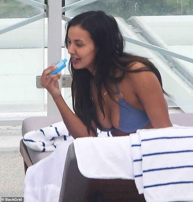 The stunner sure looked chilled out on the trip, with Maya seen puffing on a vape as she sat on a lounger