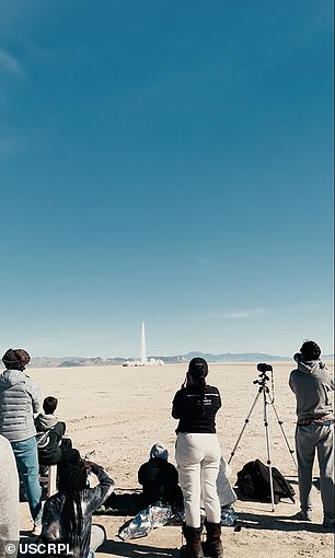 Above, students with the USC Rocket Propulsion Laboratory club watch as their Aftershock II blasts off on October 20, 2024