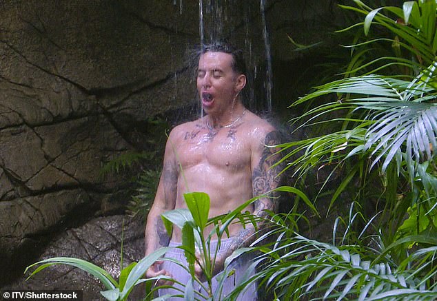 The McFly star, 38, looked utterly shocked by the cold temperature of the water as he screamed so loud the entire camp could hear him