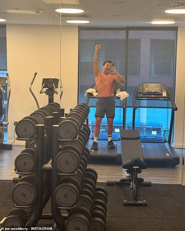 Joe McElderry, 33, proudly showed off his incredible body transformation on Instagram on Monday as he posed shirtless after completing another gruelling workout session