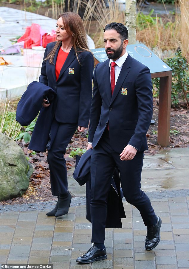 Ruben Amorim led his Man United playing squad into the ceremony on Monday