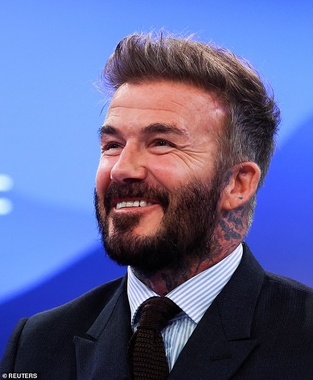 David Beckham cut a suava figure at the 55th annual World Economic Forum meeting in Davos, Switzerland, where he was honoured for his humanitarian work on Monday