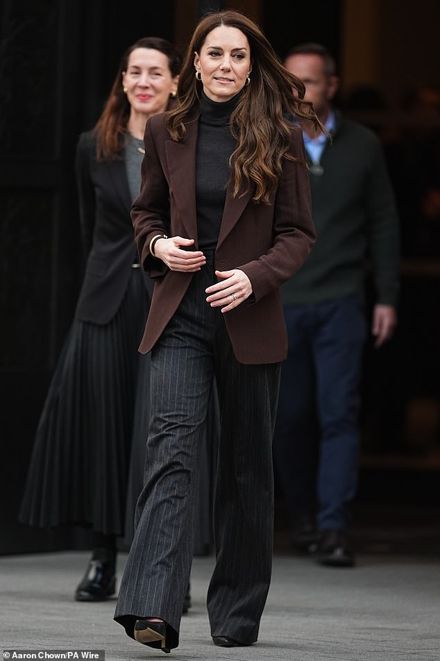 The Princess of Wales leaving the National Portrait Gallery, London, after launching a new project from The Royal Foundation Centre for Early Childhood