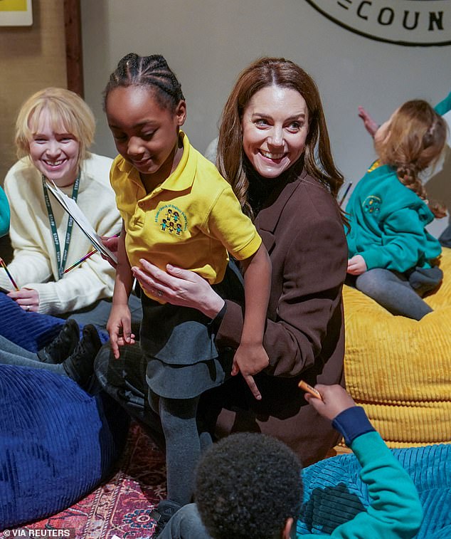 The Princess of Wales looked in her element among the pupils from a local school