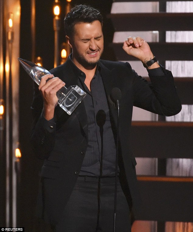 Top honour: Luke Bryan won the evening's most coveted award in the form of Entertainer Of The Year