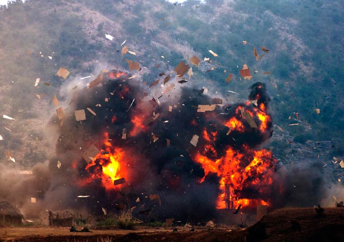 Chinese and Pakistani troops take part in a joint exercise. AP Photo.