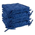 4x French Mattress Seat Cushions Luxury Cotton Garden Chair Support Pad Blue